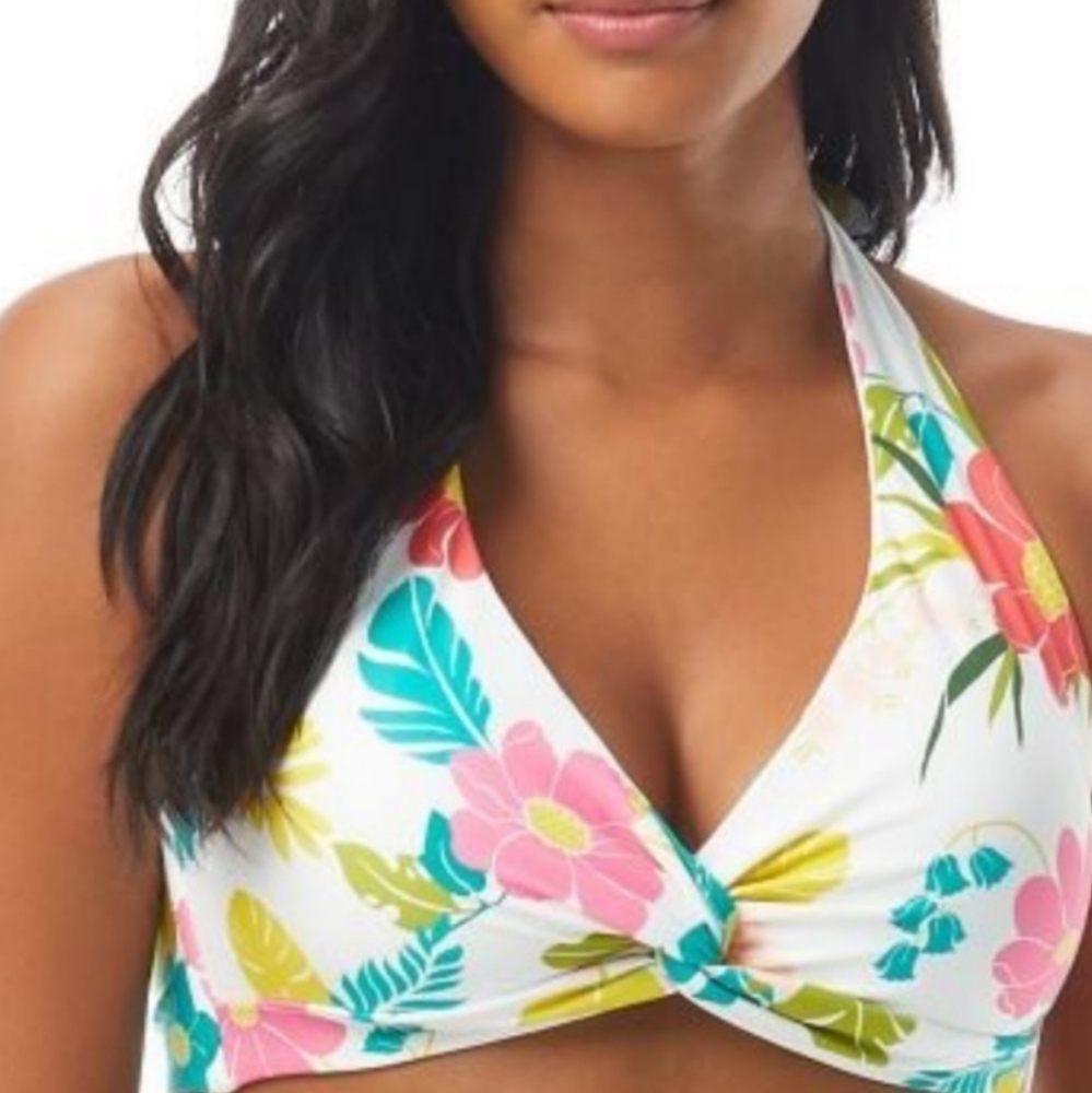 Kate Spade New York WHITE Tropical Floral Halter Swim Bikini Top & Bottom